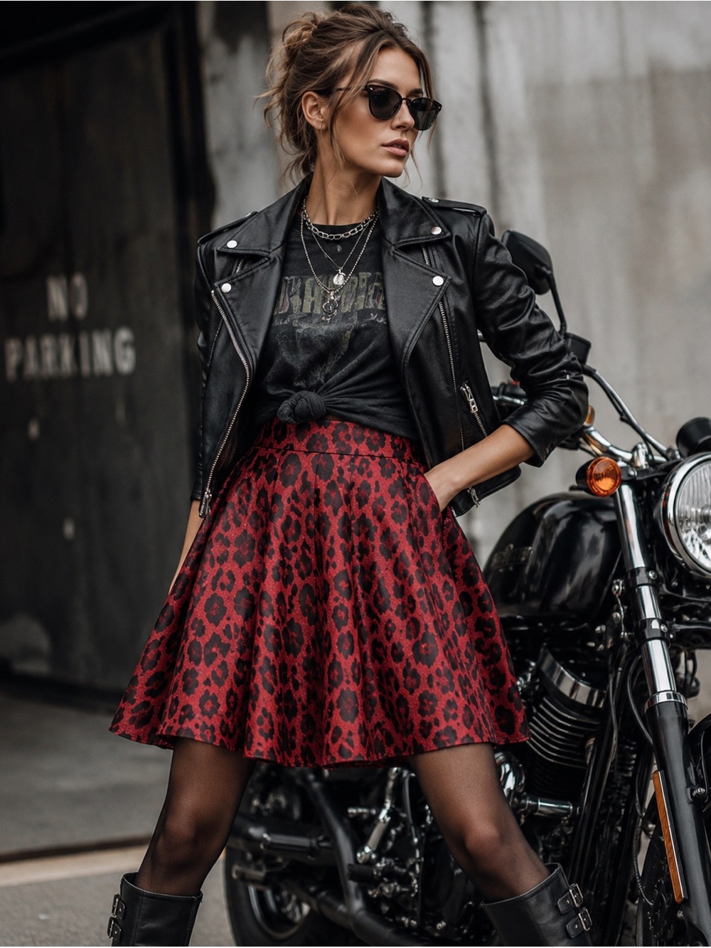 Karen Millen Red Leopard Skirt Rockabilly Pinup US 10 Woolblend Hot Bold Chic